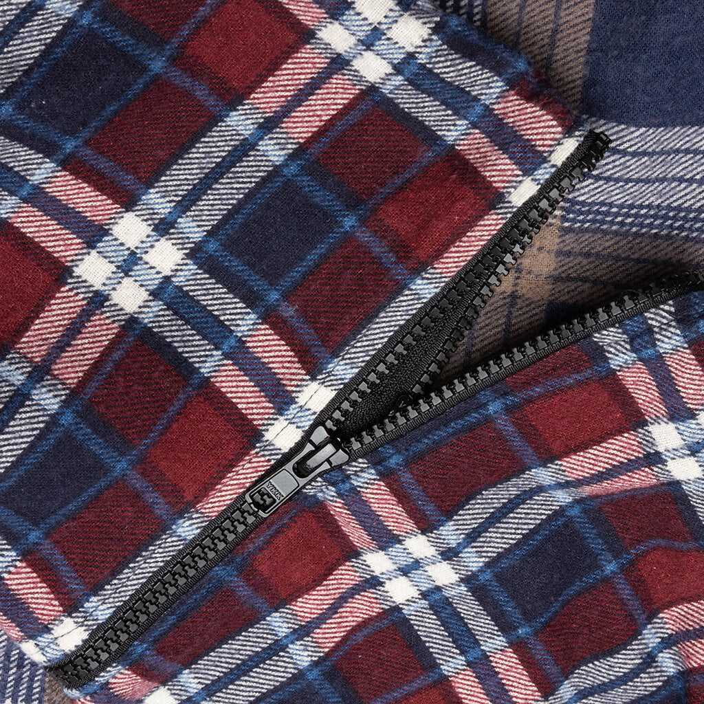 7 Cuts Zipped Wide Shirt - Blue/Tan