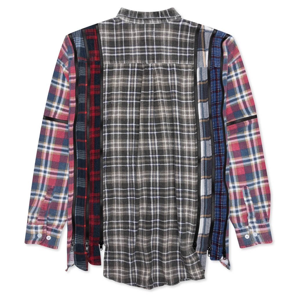 7 Cuts Zipped Wide Shirt - Cement/White