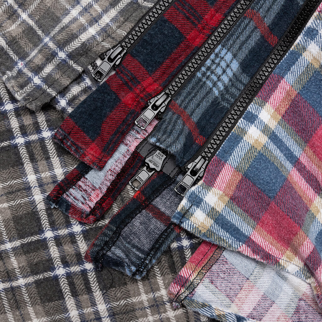7 Cuts Zipped Wide Shirt - Cement/White