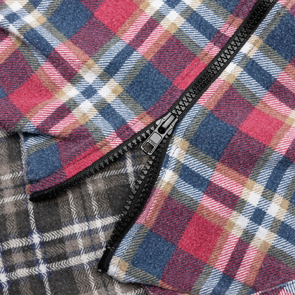 7 Cuts Zipped Wide Shirt - Cement/White
