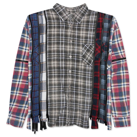 7 Cuts Zipped Wide Shirt - Cement/White