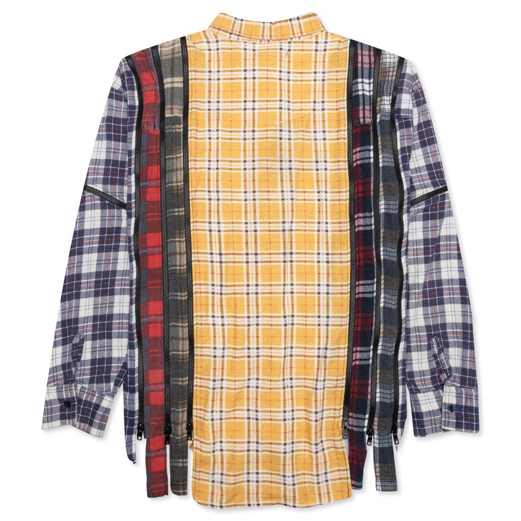 7 Cuts Zipped Wide Shirt - Gold/White