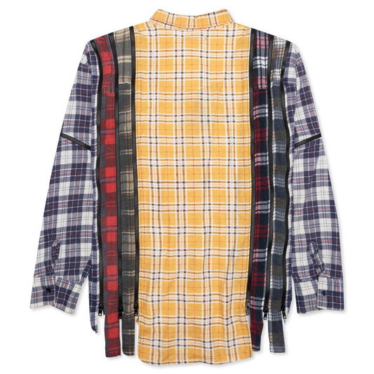 7 Cuts Zipped Wide Shirt - Gold/White