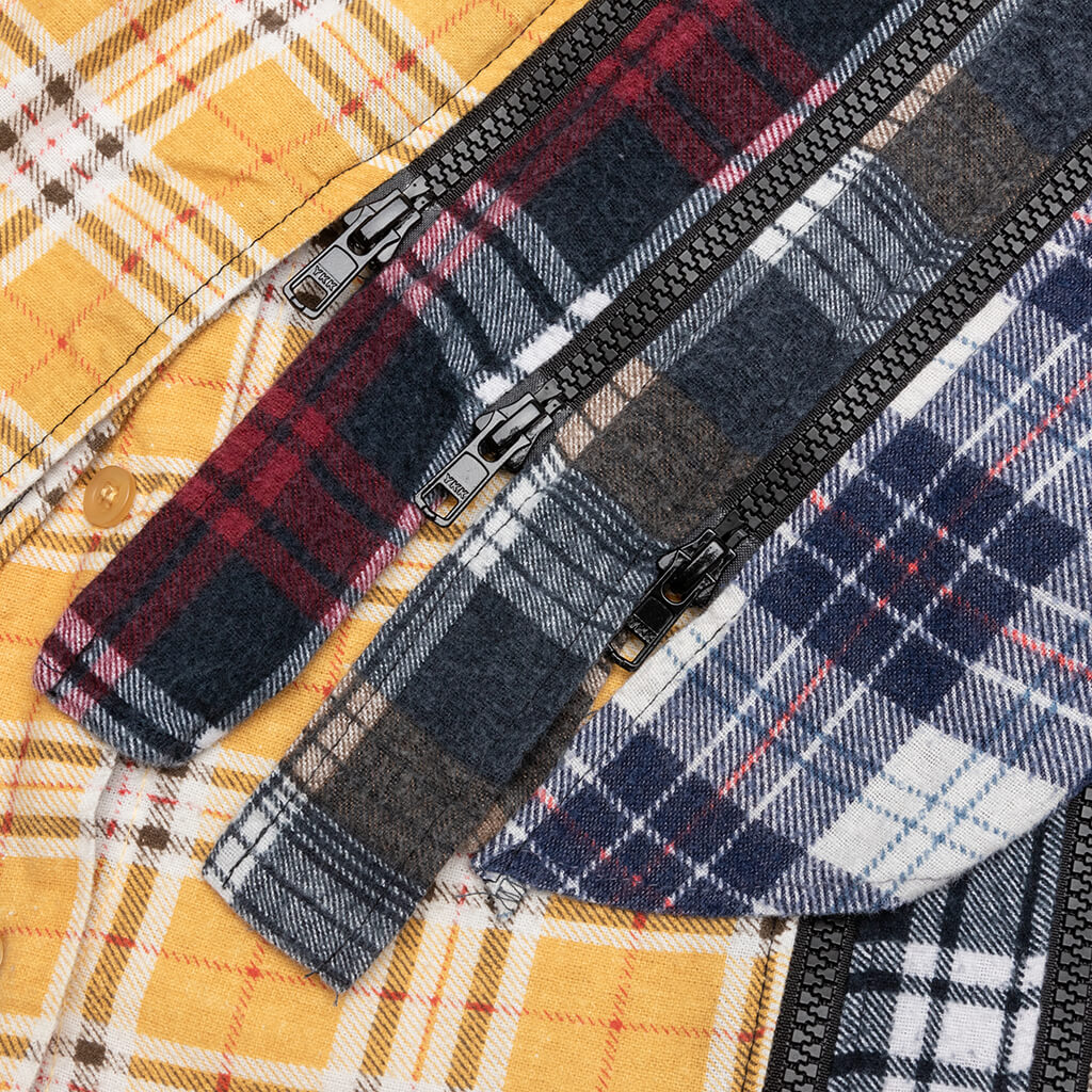 7 Cuts Zipped Wide Shirt - Gold/White