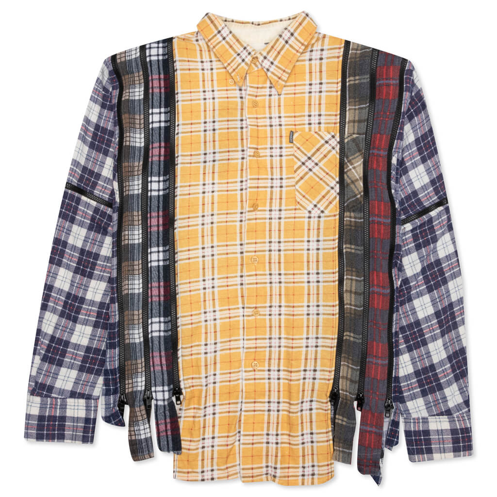 7 Cuts Zipped Wide Shirt - Gold/White