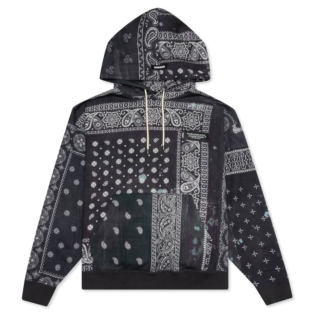 Bandana Chopped Hooded Sweatshirt - Black