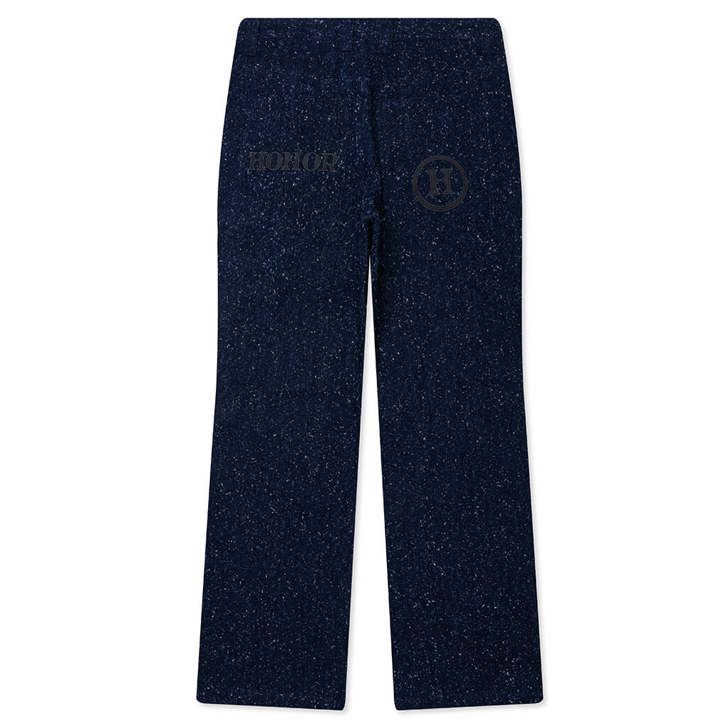 Nep Yarn Wide Leg Pant - Blue