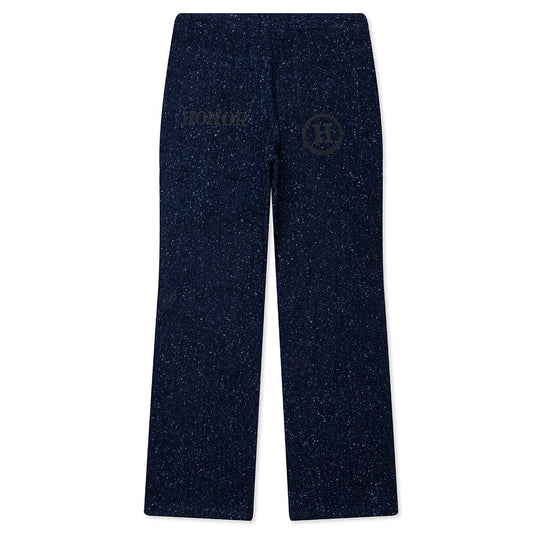 Nep Yarn Wide Leg Pant - Blue