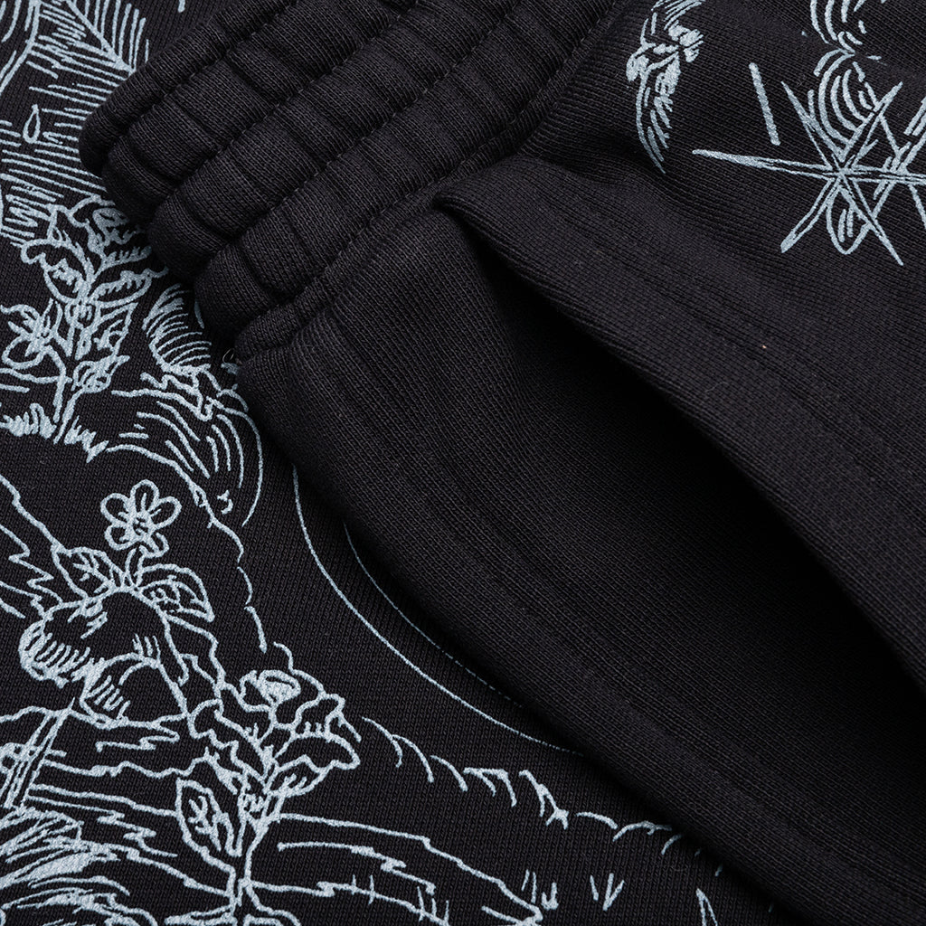 Wolf Print Board Shorts - Black
