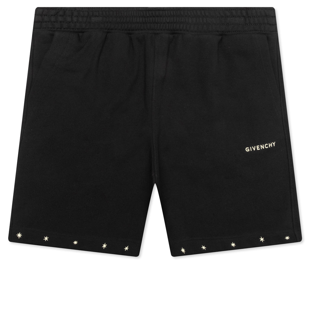 Star Print Board Shorts - Black