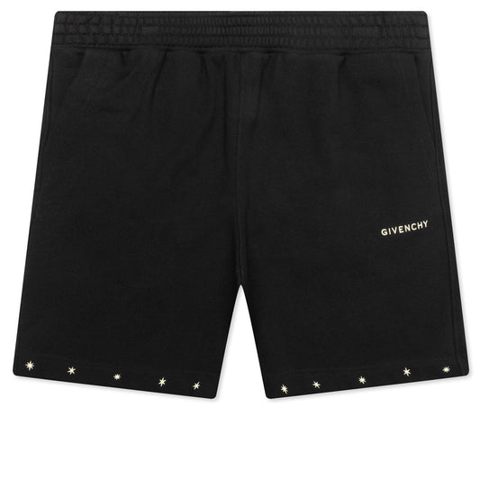 Star Print Board Shorts - Black