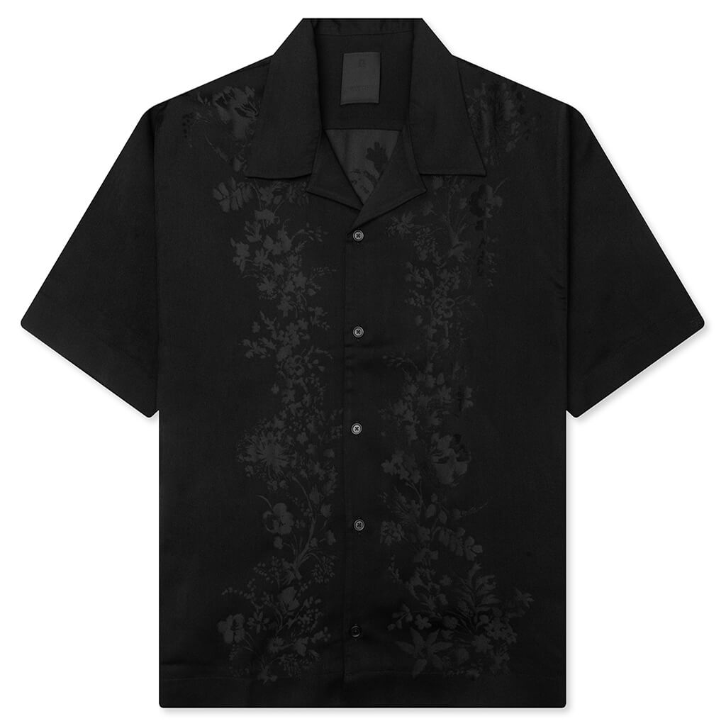Boxy fit shirt in floral jacquard - Black