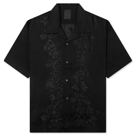 Boxy fit shirt in floral jacquard - Black