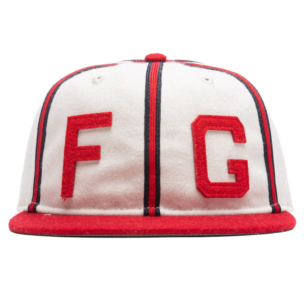 New Era x Fear of God Woven "FG Hat" - Cream/Red