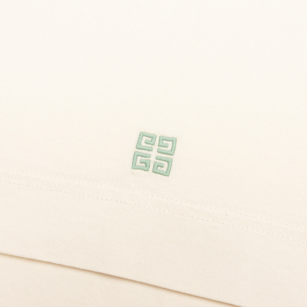 Floral Detail Cotton T-Shirt - Ivory