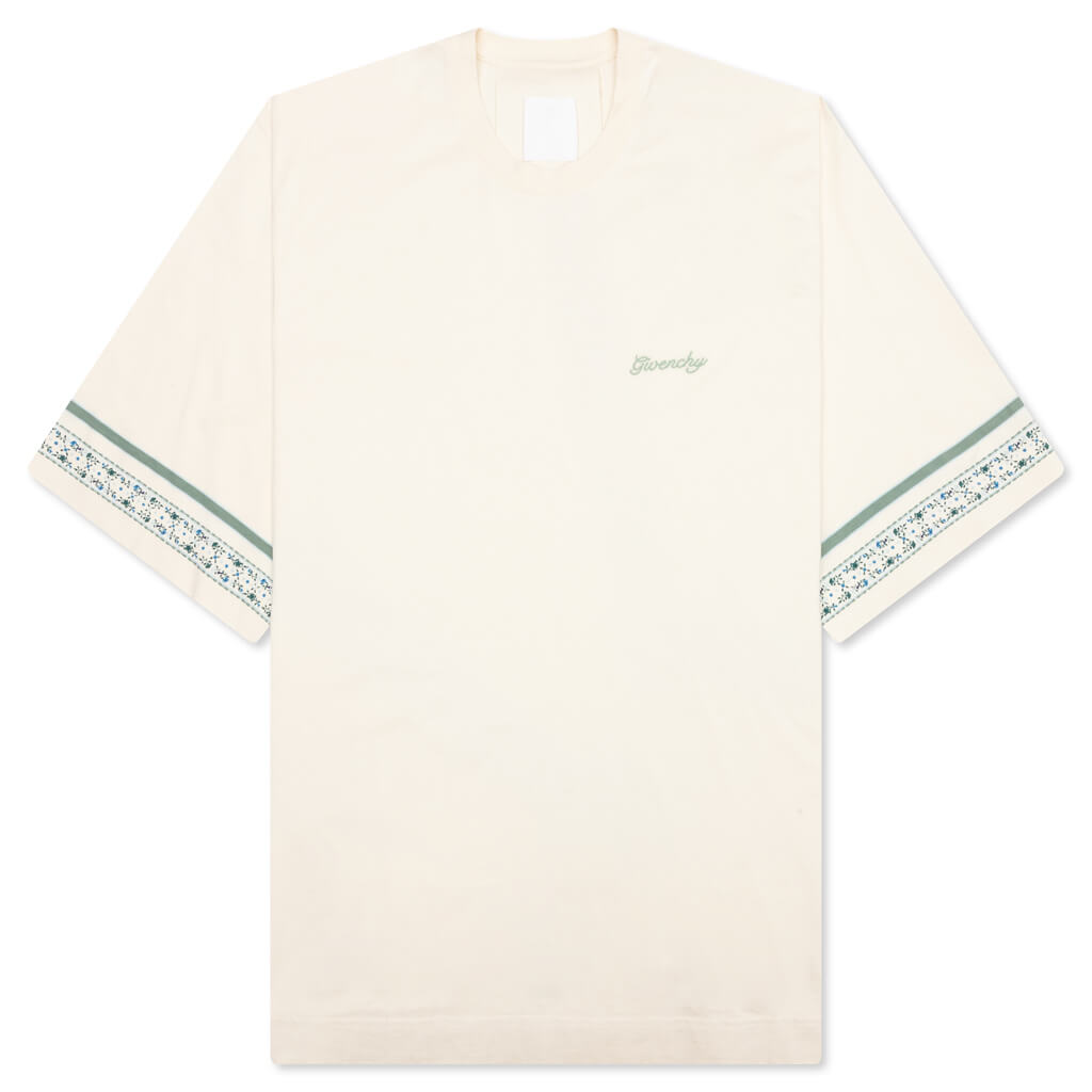 Floral Detail Cotton T-Shirt - Ivory