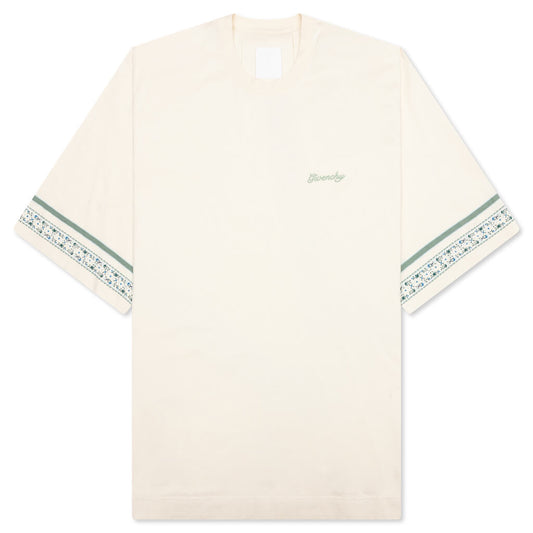 Floral Detail Cotton T-Shirt - Ivory