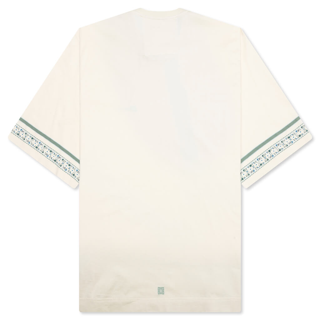 Floral Detail Cotton T-Shirt - Ivory