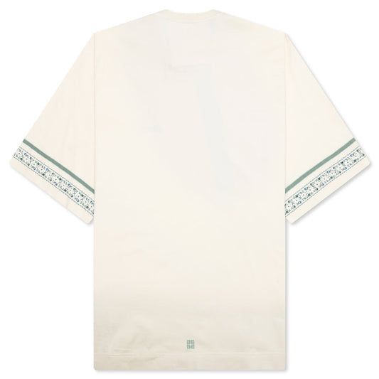 Floral Detail Cotton T-Shirt - Ivory