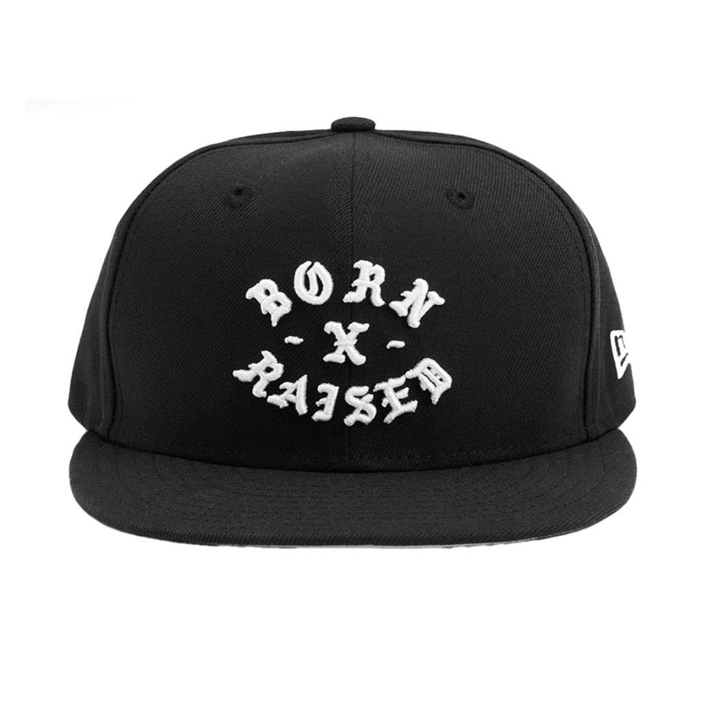 New Era Fitted Rocker Hat - Black W/ White