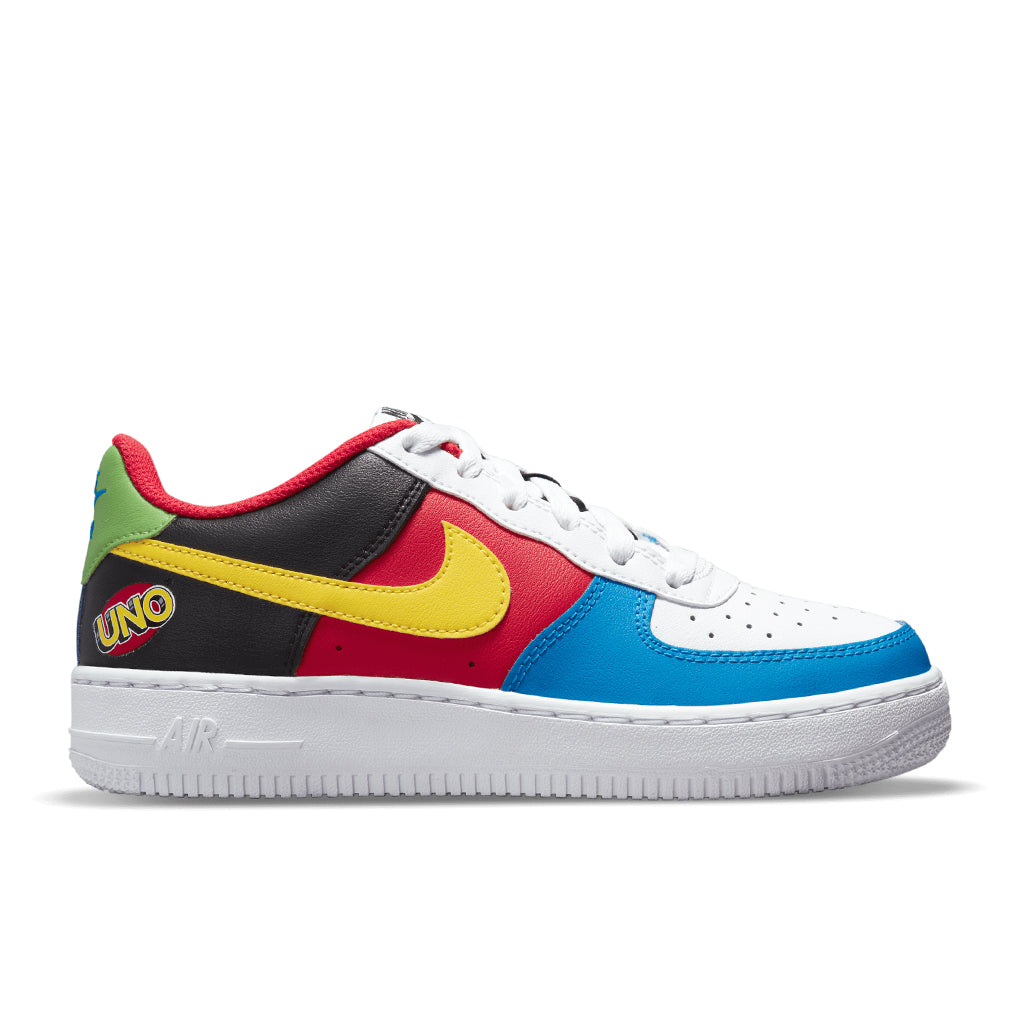 Nike x UNO Air Force 1 LV8 (GS) - White/Yellow Zest/University Red