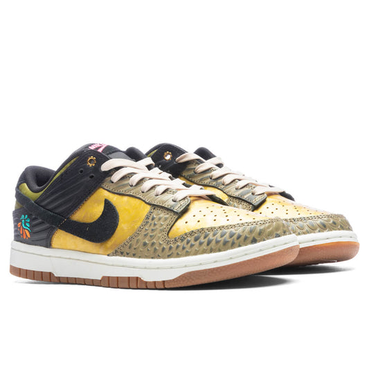 Women's Dunk Low 'Día De Muertos' - Black/Khaki/Metallic Gold