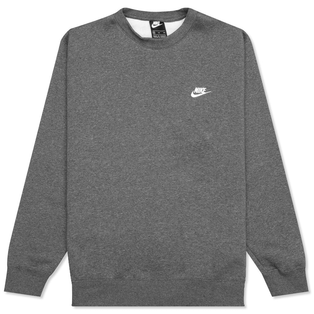 Sportswear Club Fleece Crew - Charcoal Heather/White