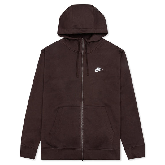Sportswear Club Fleece Full-Zip Hoodie - Brown Basalt/Brown Basalt/White