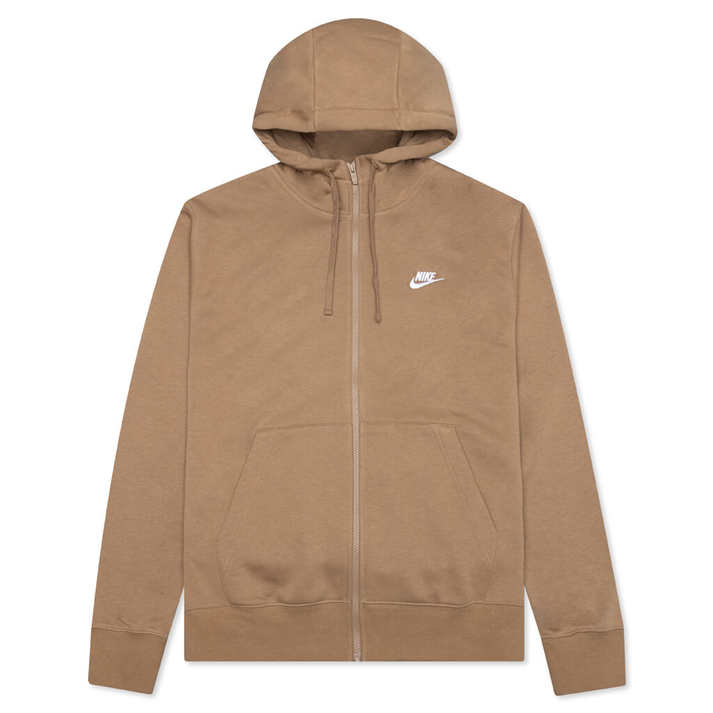 Sportswear Club Fleece Full-Zip Hoodie - Dark Driftwood/White