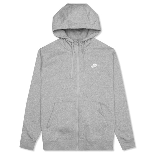 Sportswear Club Fleece Full-Zip Hoodie - Dark Grey Heather/Matte Silver