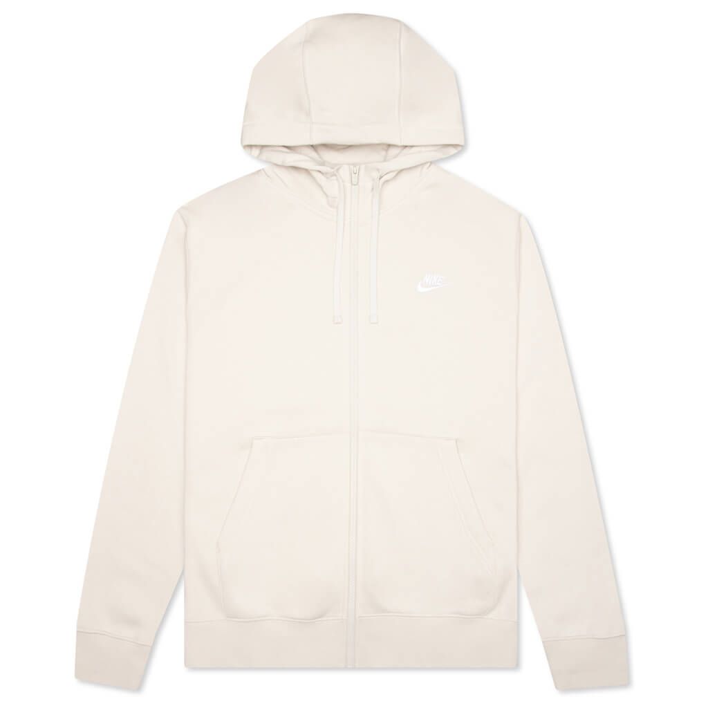 Sportswear Club Fleece Full-Zip Hoodie - Light Bone/White