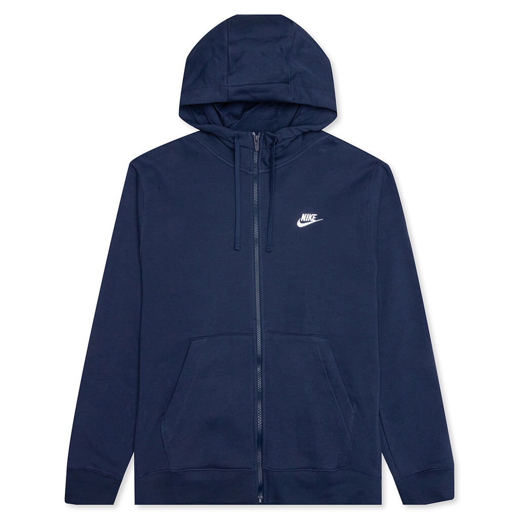 Sportswear Club Fleece Full-Zip Hoodie - Midnight Navy/White