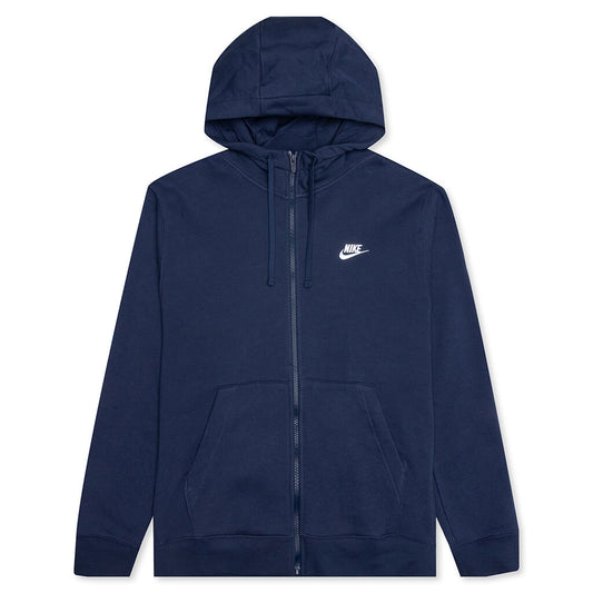 Sportswear Club Fleece Full-Zip Hoodie - Midnight Navy/White
