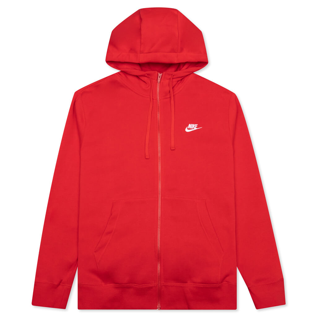 Sportswear Club Fleece Full-Zip Hoodie - University Red/White