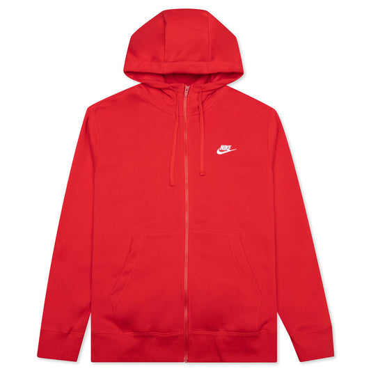 Sportswear Club Fleece Full-Zip Hoodie - University Red/White