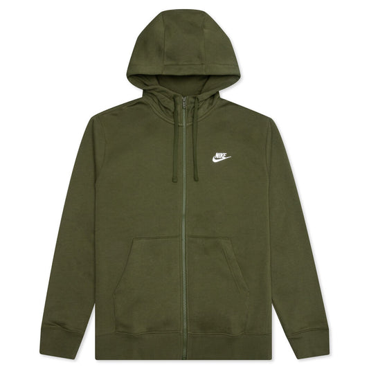 Sportswear Club Fleece Full-Zip Hoodie - Rough Green/White
