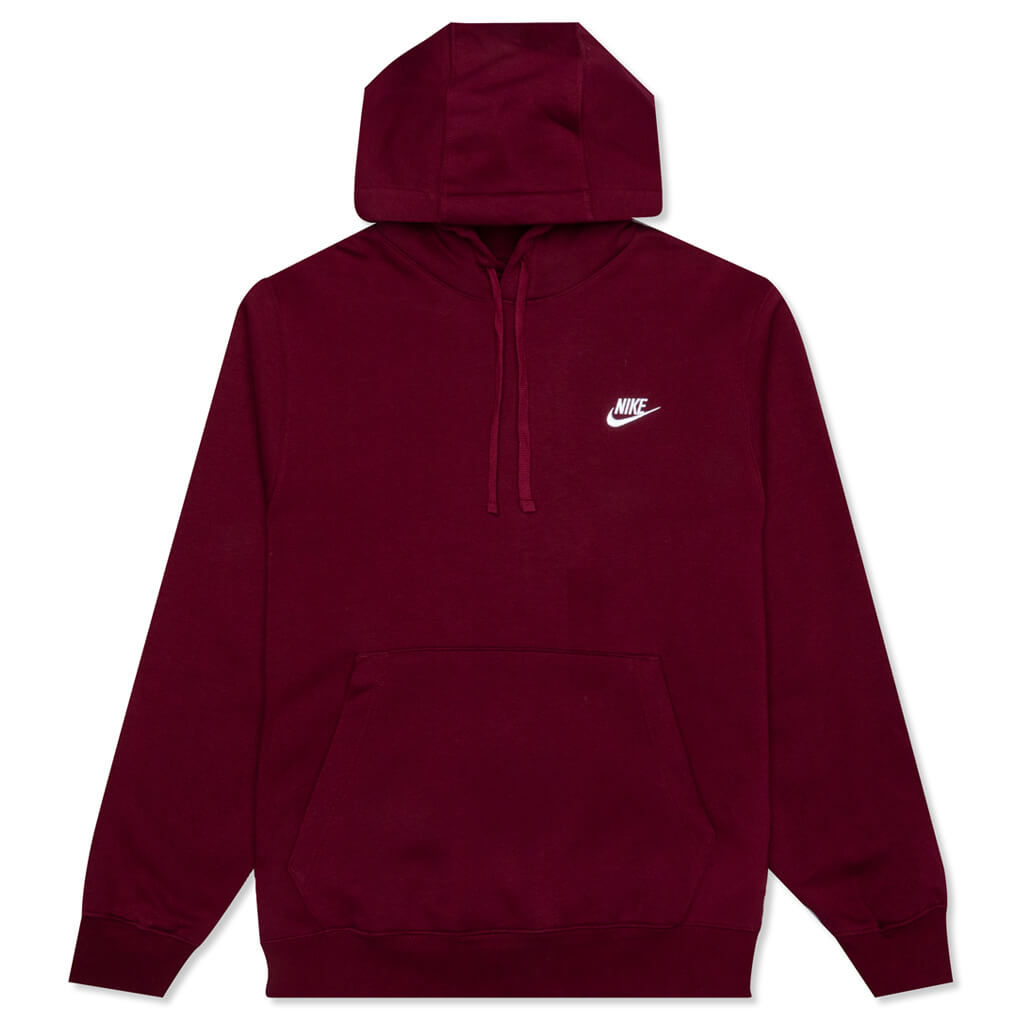 Sportswear Club Fleece Pullover Hoodie - Dark Beetroot/White