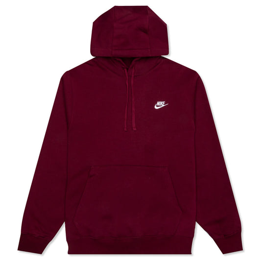 Sportswear Club Fleece Pullover Hoodie - Dark Beetroot/White