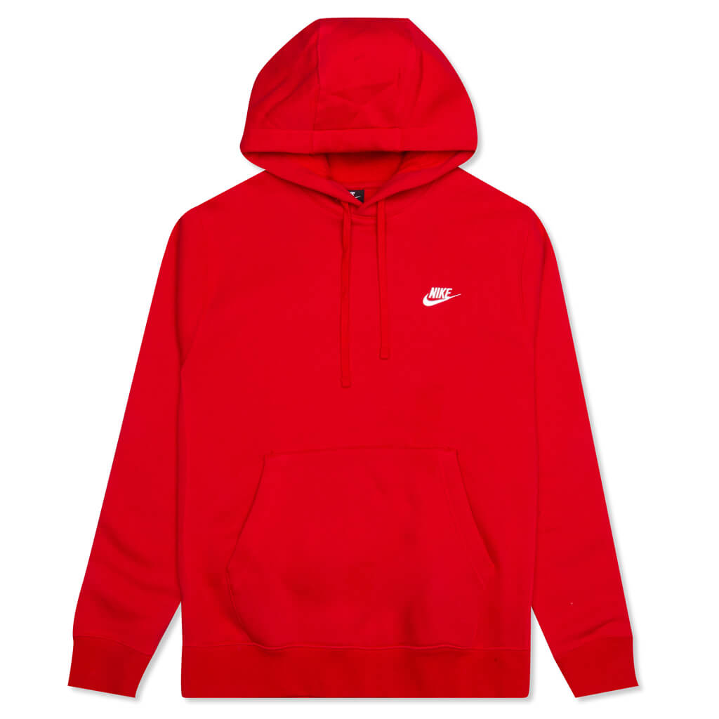Sportswear Club Fleece Pullover Hoodie - University Red/White