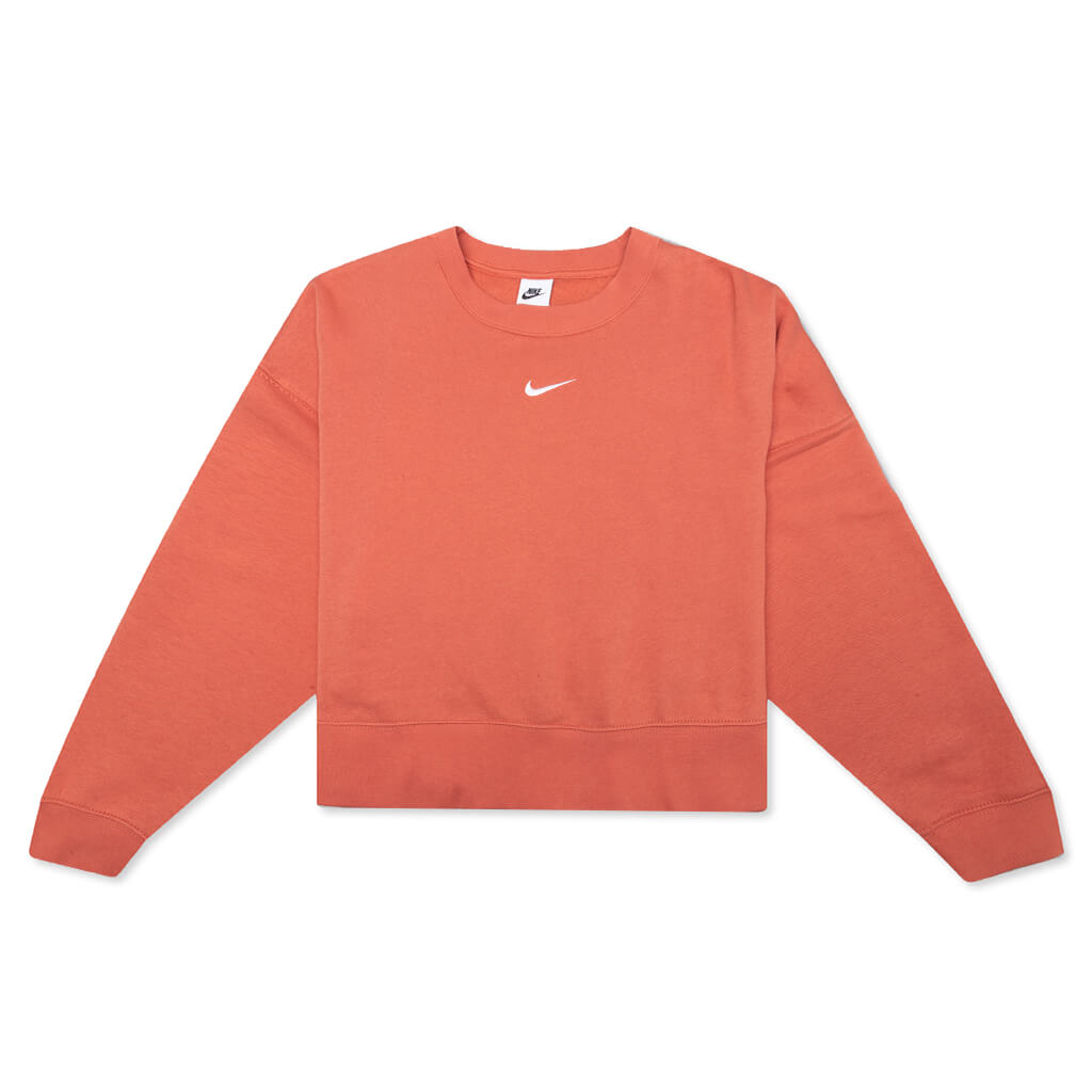 Sportswear Collection Essentials Women's Oversized Fleece Crew Sweatshirt - Madder Root/White