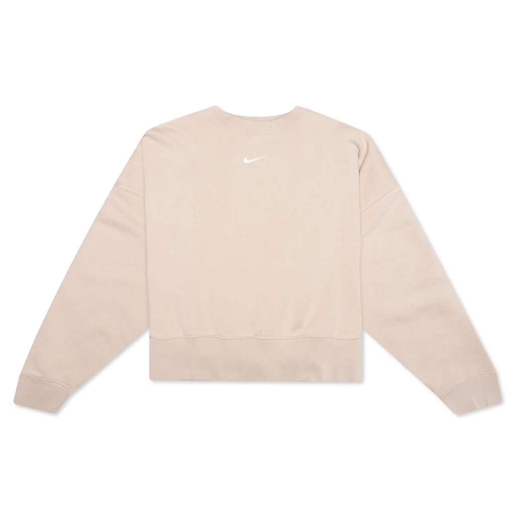 Sportswear Collection Essentials Women's Oversized Fleece Crew Sweatshirt - Sanddrift/White