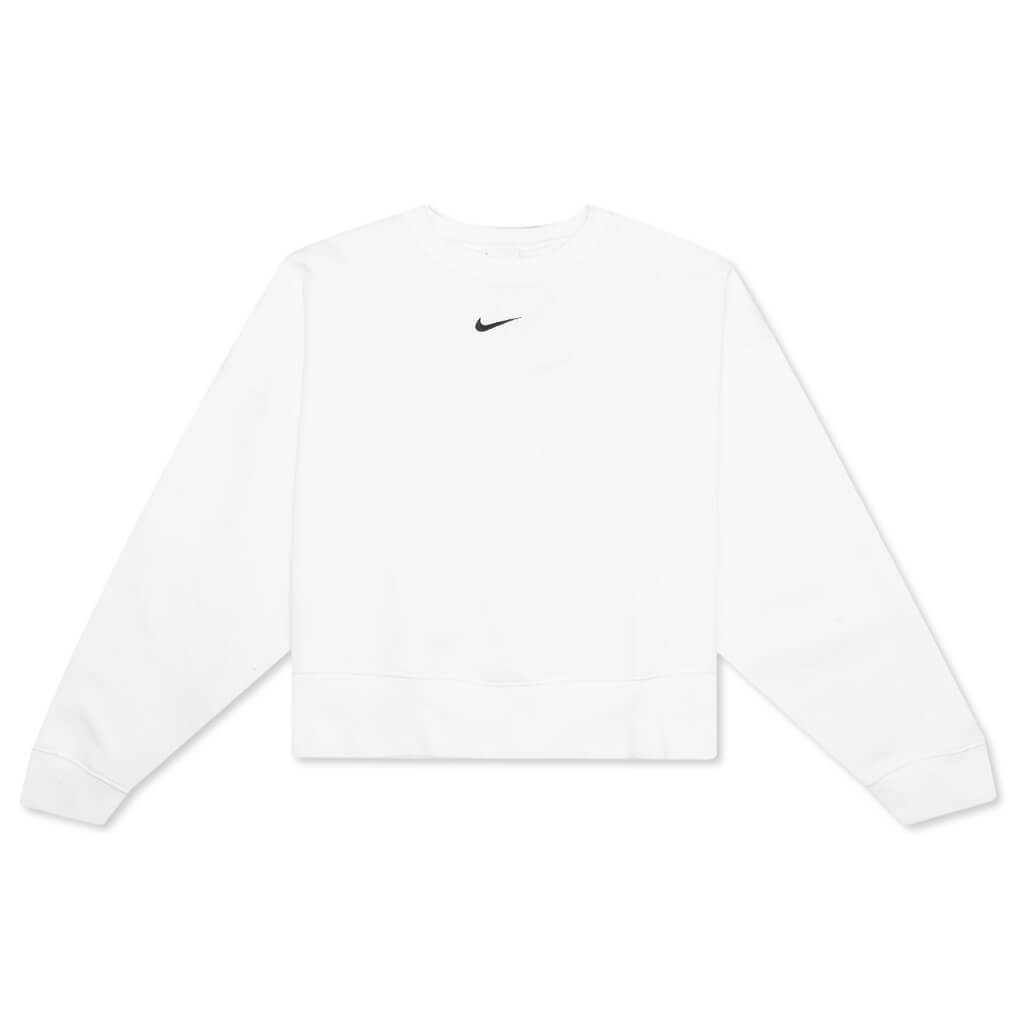 Sportswear Collection Essentials Women's Oversized Fleece Crew Sweatshirt - White/Black