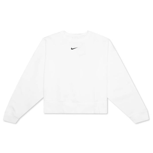 Sportswear Collection Essentials Women's Oversized Fleece Crew Sweatshirt - White/Black