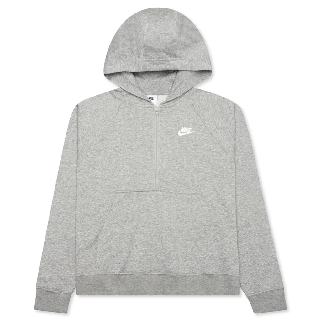 Sportswear Women's Club Essential 1/4 Zip Fleece Hoodie - Dark Grey Heather/White
