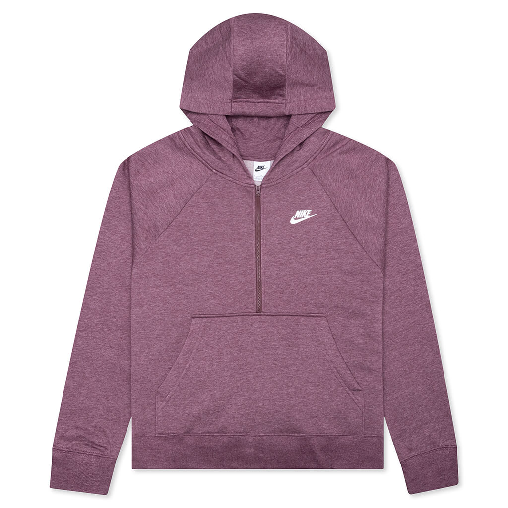 Sportswear Women's Club Essential 1/4 Zip Fleece Hoodie - Dark Wine/Heather