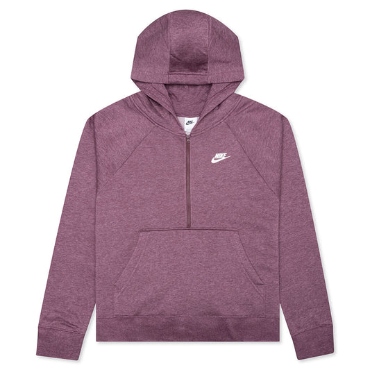 Sportswear Women's Club Essential 1/4 Zip Fleece Hoodie - Dark Wine/Heather