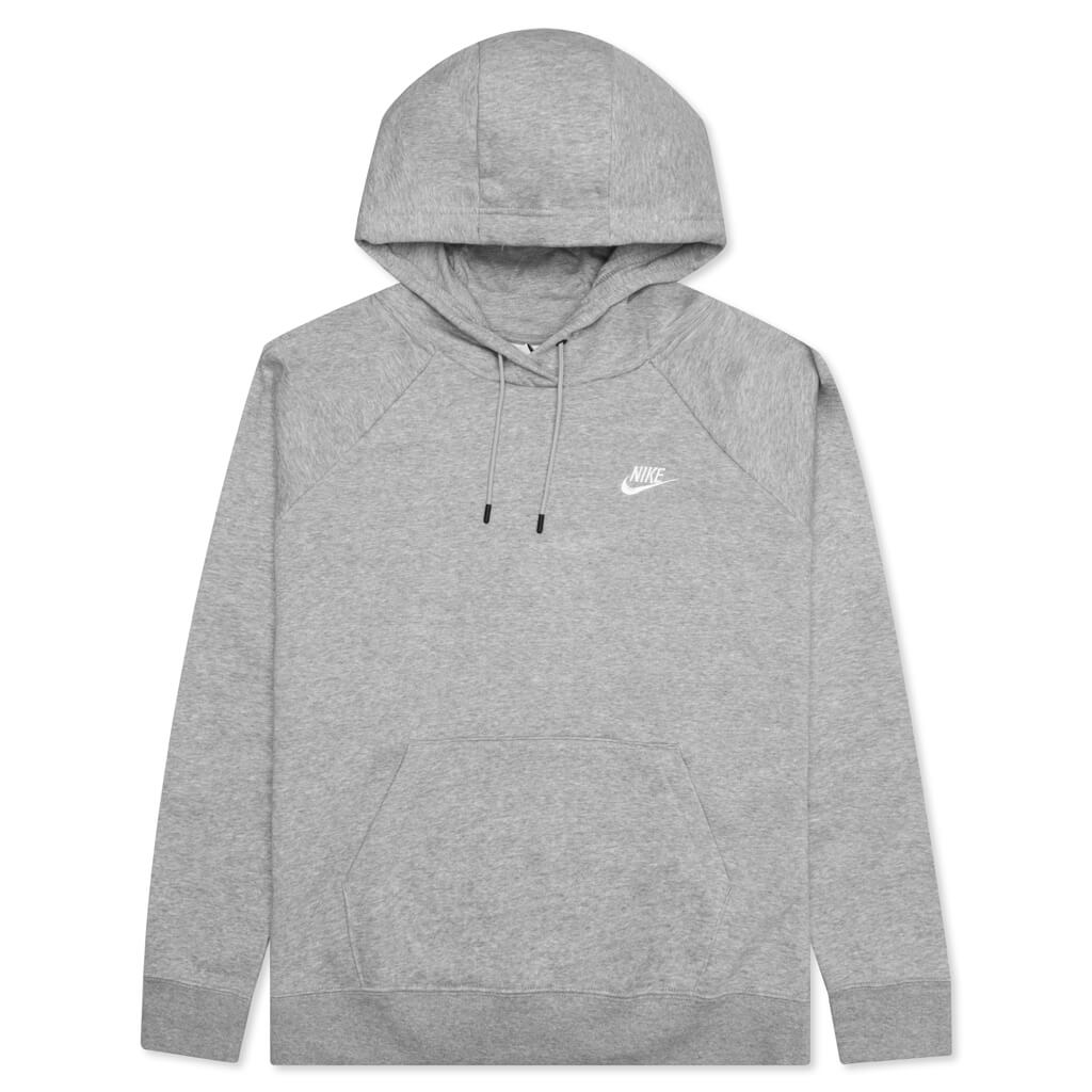 Sportswear Women’s Essential Fleece Pullover Hoodie - Dark Grey Heather/White