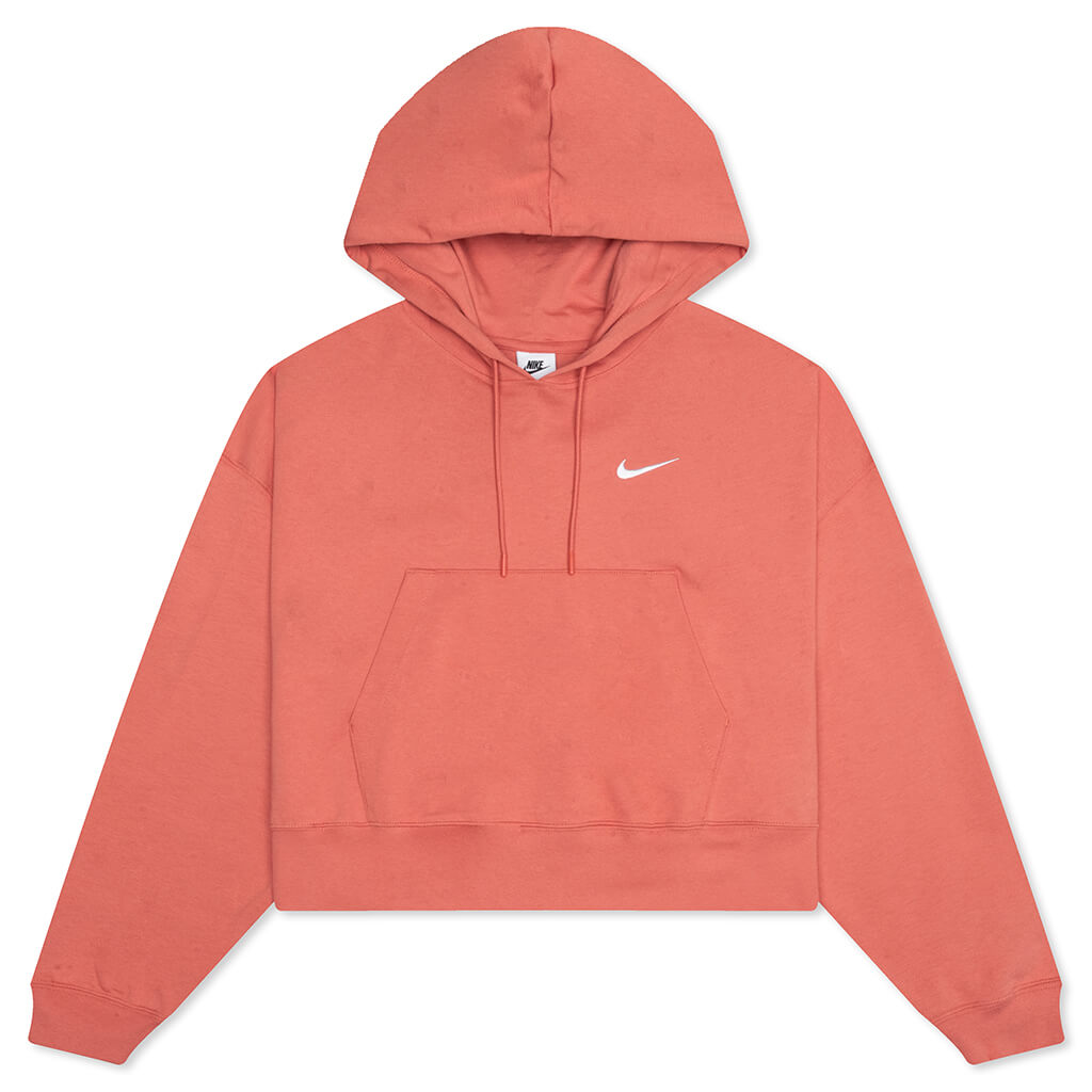 Sportswear Women's Oversized Pullover Hoodie - Madder Root/White