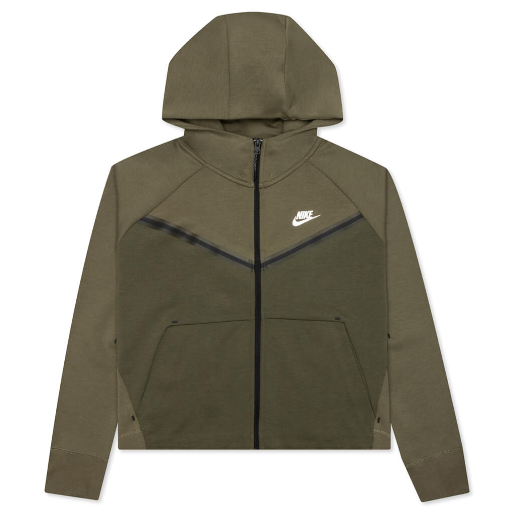 Sportswear Women's Tech Fleece Windrunner Full-Zip Hoodie - Medium Olive/Cargo Khaki/White