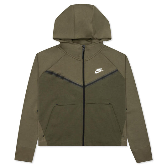 Sportswear Women's Tech Fleece Windrunner Full-Zip Hoodie - Medium Olive/Cargo Khaki/White